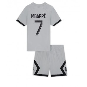 Paris Saint-Germain Kylian Mbappe #7 kläder Barn 2022-23 Bortatröja Kortärmad (+ korta byxor)